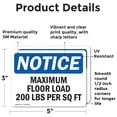 thumbnail image 2 of (2 Pack) Maximum Floor Loading 200 Lbs Per Sq Ft OSHA Notice Sign, 2 of 7