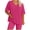 Hot Pink, variant on Plus Size Women's Casual V Neck Short Sleeve Button Up Shirt and Drawstring Shorts Set Summer Loungewear Pajama Sets, Blue 4XL
