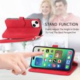 thumbnail image 4 of Allytech Wallet Case for iPhone 15, Embossed Luxury PU Leather Flip Case with Kickstand & Card Cash Slots, Slim Zipper Pocket Detachable Wrist Strap Magnetic Clasp Anti-Drop Case - Red, 4 of 7
