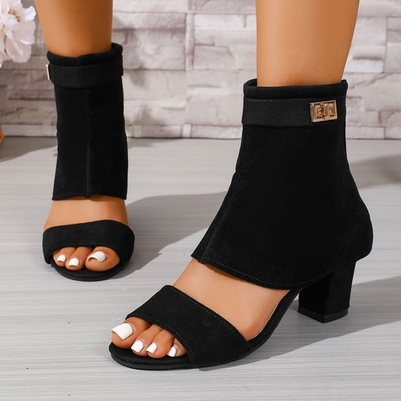 Cxenplz Wedge Sandals for Women Elastic Knit Peep Toe Heels Sandals Slip On Wedges Heels Open Toe Summer Ankle Booties Sandals