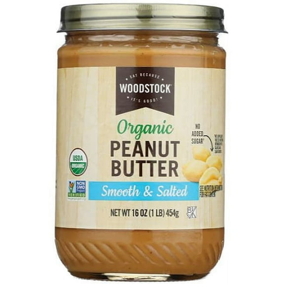 Woodstock Smooth Organic Peanut Butter, 16 Oz.