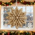 thumbnail image 6 of Powdered Gold Snowflake Ornaments, Double-Sided Hollow Plastic Christmas Tree Decorations, Glittering Holiday Scene Setup(Khaki), 6 of 6