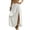 A White, variant on Skirts for Women Summer Boho Maxi Elastic High Waist Side Slit Casual Pleated Vacation Beach Skirts