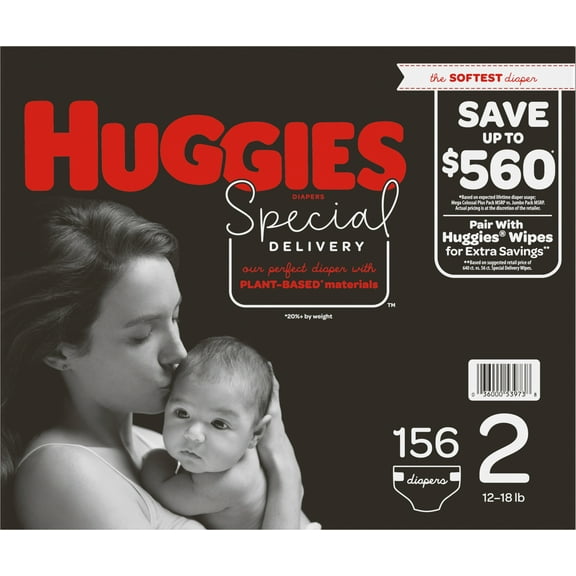 Huggies Special Delivery Hypoallergenic Baby Diapers Size 2 -156 ct. 12 -18 lb.