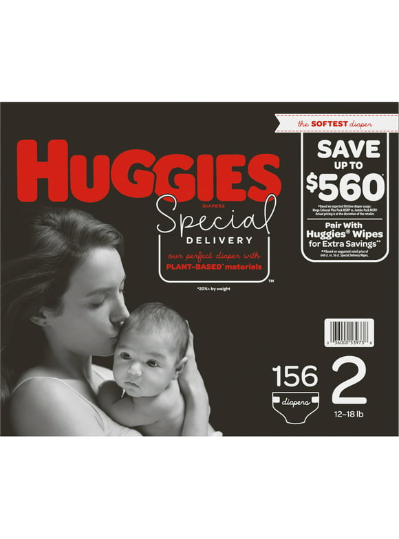 Huggies Special Delivery Hypoallergenic Baby Diapers Size 2 -156 ct. 12 -18 lb.