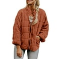 thumbnail image 1 of ITFABS Women Stand Collar Long Sleeve Solid Color Full Zip Quilted Jackets, 1 of 9