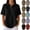 #02 Black, variant on Women's Loose Polo Shirt Collared Waffle Knit Tops Short Sleeve Button Placket Soft Breathable Lightweight Versatile Tee, #02 Sky Blue, M