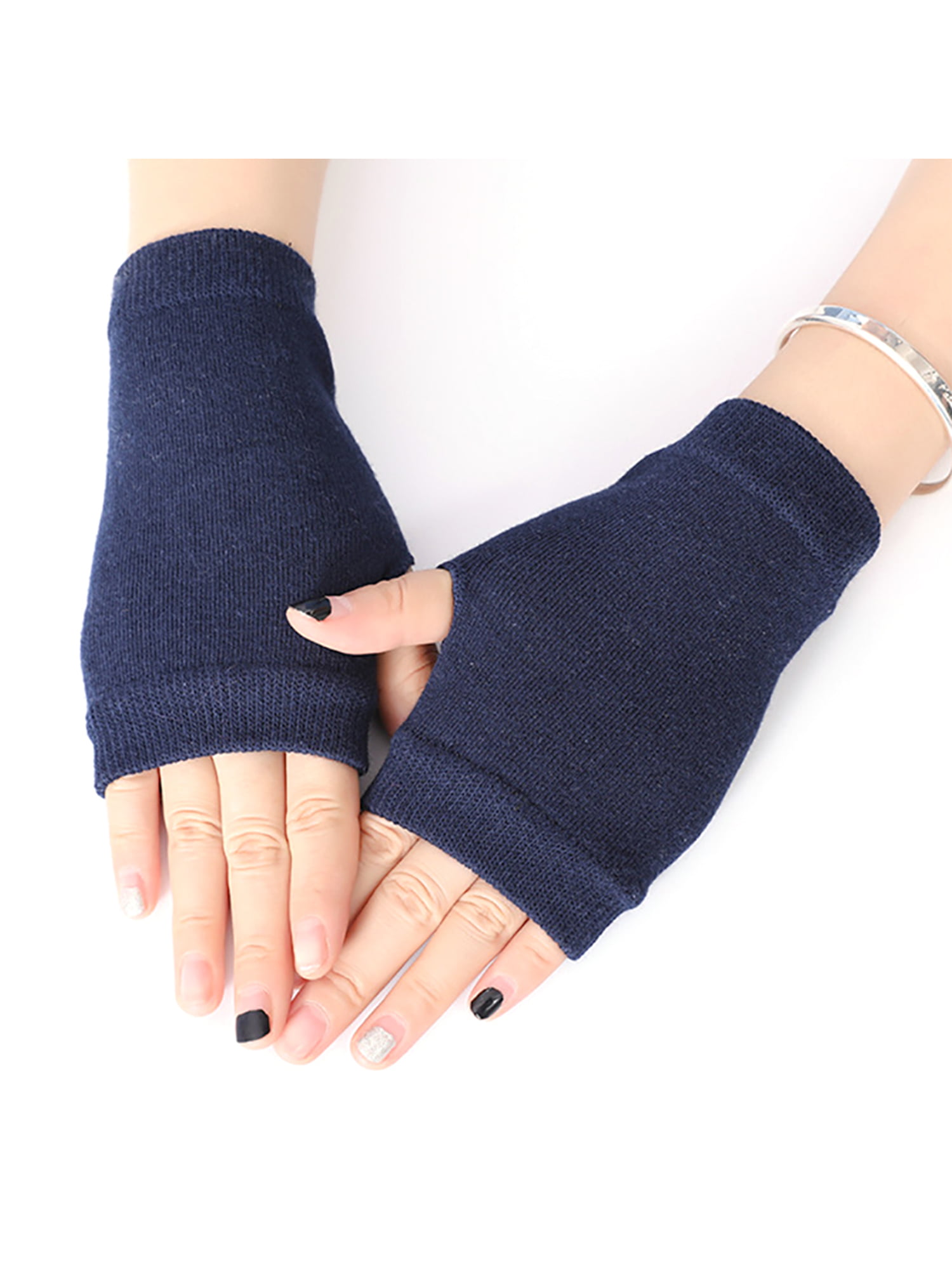 Women Girl Super Warm PU Leather Winter Elbow Long Fingerless Gloves Mittens 