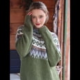 thumbnail image 4 of Suéter de Larga con Cuello Redondo para Mujer, Suéter Informal Estampado, Camisetas de Otoño 2025. Verde 4XL, 4 of 10
