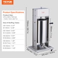 thumbnail image 2 of VEVOR Manual Sausage Stuffer,15 L / 30 LBS Vertical Sausage Machine,Dual-Speed Meat Stuffer,Made of Food-Grade 304 Stainless Steel,Includes 5 Stuffing Tubes, for Home Kitchen Restaurant Commercial, 2 of 9