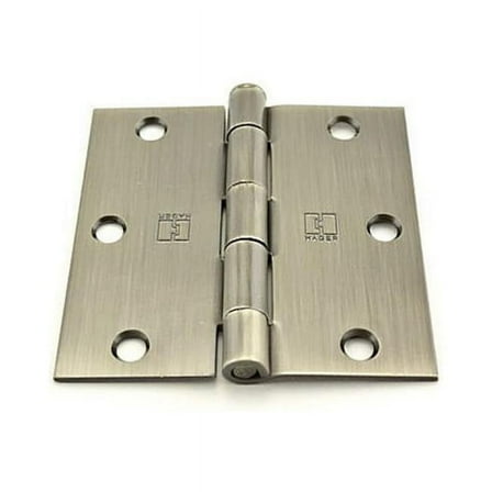 Hager RC18423123EA58 3.5 x 3.5 x 0.62 in. Radius Full Mortise Residential Plain Bearing Hinge, Bright Brass