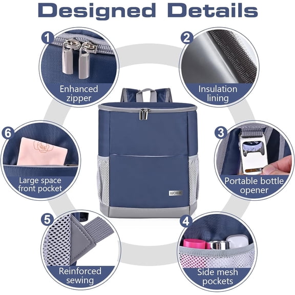 Insulated Cooler Backpack Outdoor - Leak Proof Backpack Cooler 30 Cans, Waterproof Lightweight Cooler Bag for 12h Hot/Cold Retention - Soft Cooler for Travel, Camping, Beach, Lunch