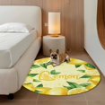 thumbnail image 2 of Yellow Lemon Round Area Rug 4Ft Washable Circle Rugs for Bedroom Dining Room, Summer Botanical Lemons Cute Yellow Non-Slip Carpet Floor Mats Indoor Outdoor Carpet Runner Aesthetic Home Decor, 2 of 8