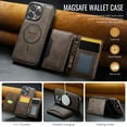 thumbnail image 5 of Wallet Case for iPhone 14 Pro Compatible with MagSafe for Men Women, Detachable Magnetic Wallet Phone Case with Card Slots Holder Kickstand RFID Blocking for iPhone 14 Pro, Coffee, 5 of 10