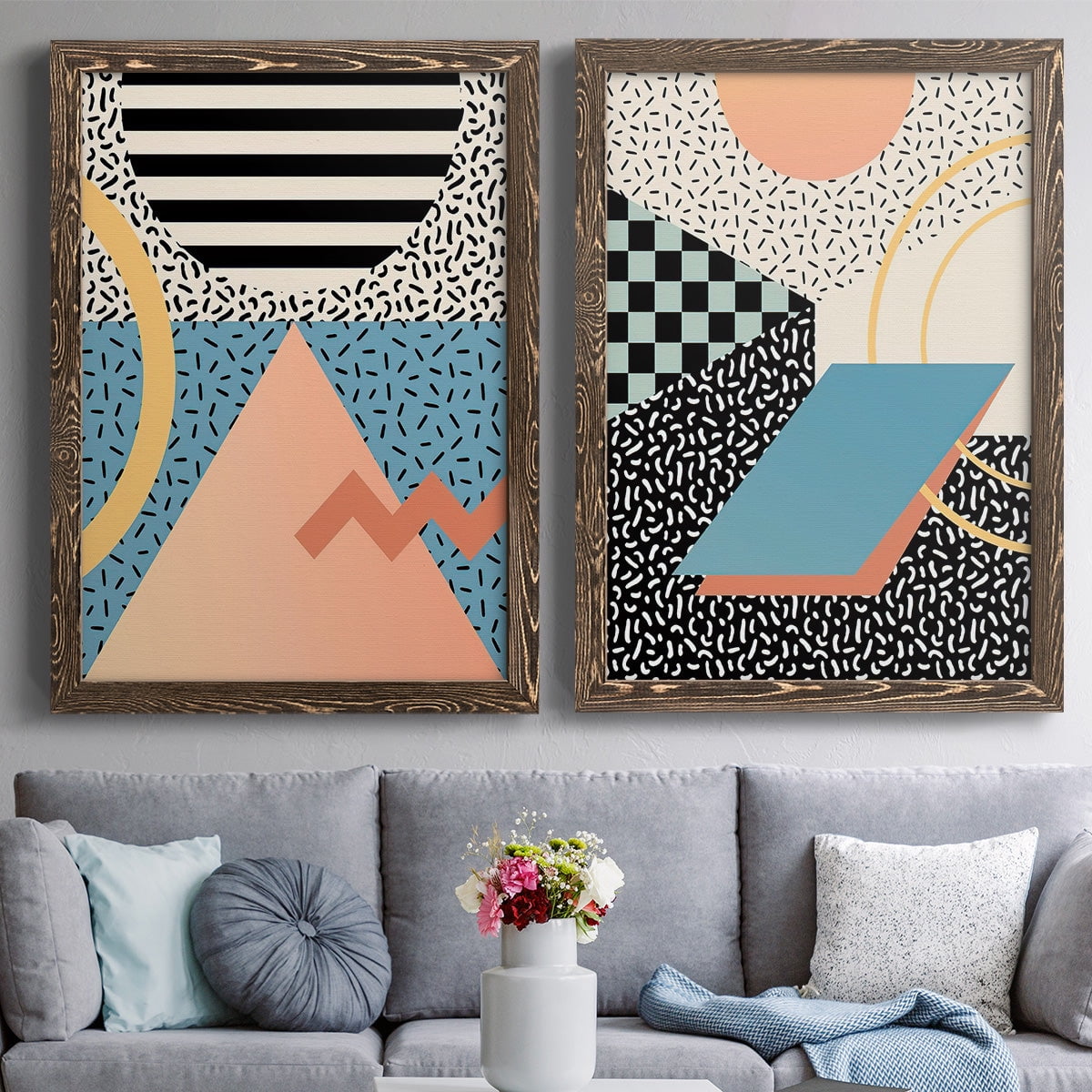 Modern Memphis I - Premium Framed Canvas 2 Piece Set - Ready to Hang