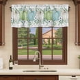 thumbnail image 6 of Fall Curtain Valances for Windows, Kitchen Valance Window Treatments Panel 2 Pack, Blue Green Pumpkins Thanksgiving Flower Leaf Plaid Rod Pocket Short Curtains for Bathroom Bedroom 42 x 18 Inch, 6 of 8