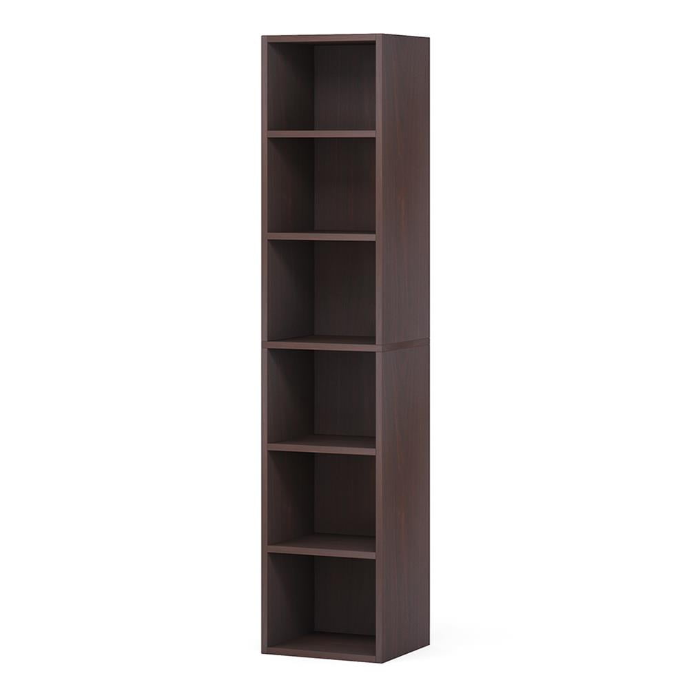 Resenkos Bookshelf, Storage Shelf, Bookcase,70.9" Corner Bookcase, Modern 6-Tier Narrow Cube Display Shelves,Walnut