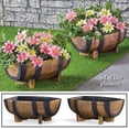 thumbnail image 4 of Rustic Half Barrel Planters - Set of 2, Weather Resistant Decorative Accent with Removable Drain Screen, 4 of 5