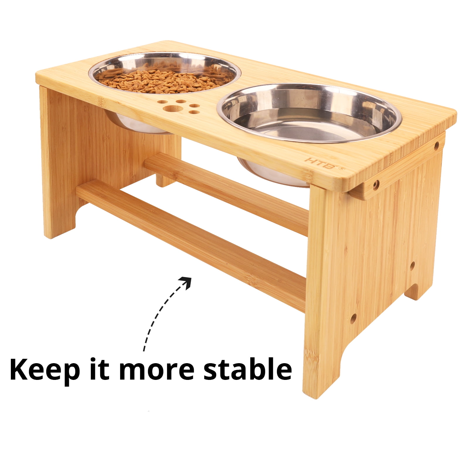 HTB Elevated Dog Bowls,Adjustable Dog Bowl Stand Adjusts to 2  Heights,7.5'',11.8'',Raised Dog Food and Water Bowls for Medium and Large  Dogs