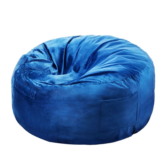 Bean Bag Chair 3ft, Memory Foam Filled, Washable Cover, Dutch Velvet, Blue - Bedroom/Playroom Comfort