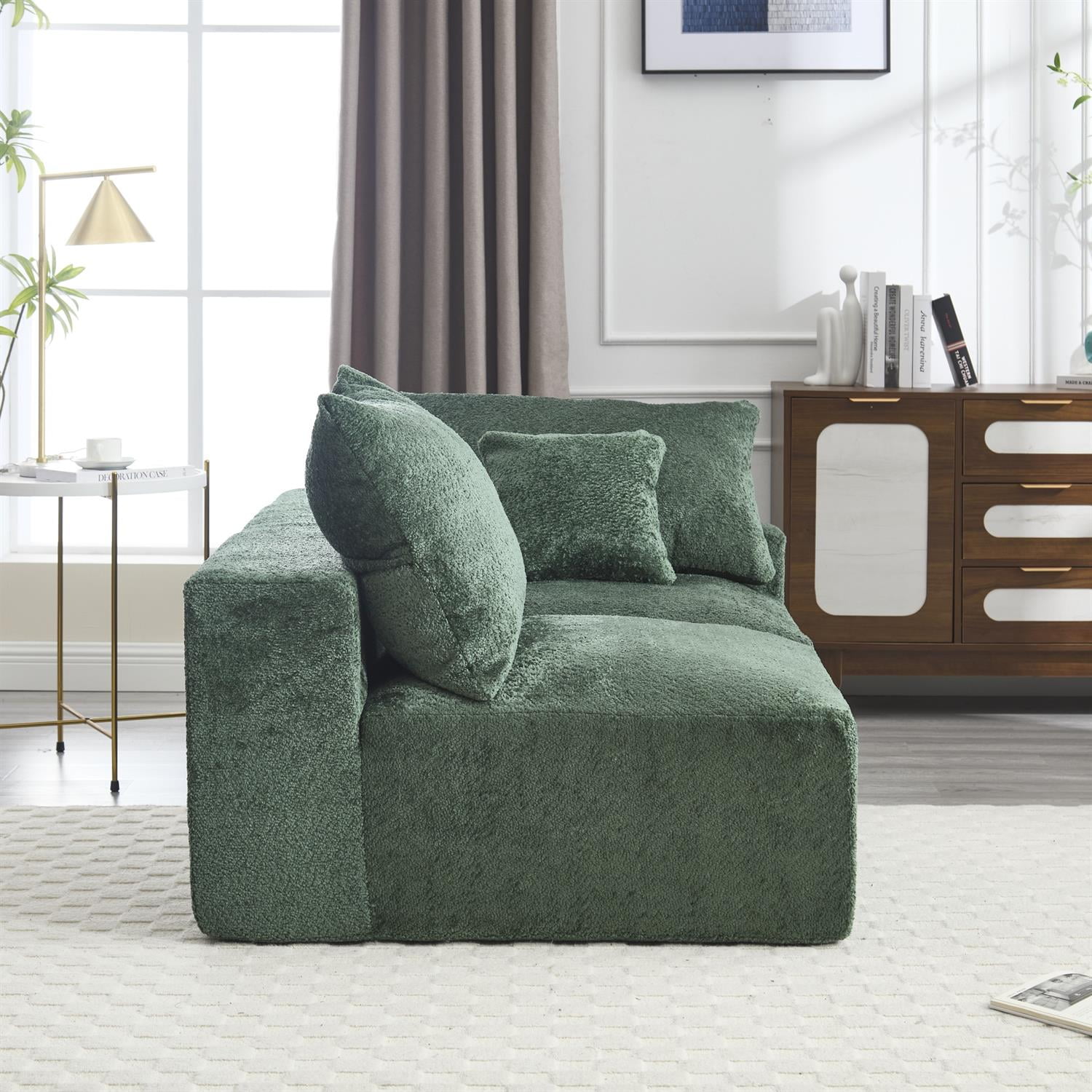 Demi Bonn 67" Premium Fabric Sofa, Cozy 2-Person Couch for Living Room and Office, Comfort Style Lazy Leisure Seat, Green