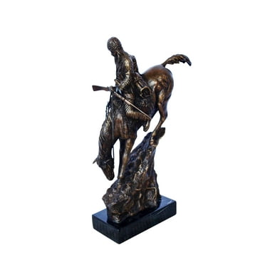 Remington replica Mountain Man bronze statue -  Size: 10"L x 4"W x 15"H.