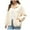 Beige, variant on Women's Casual Coat Long Sleeved Solid Color Button Lapel Fleece Casual Jacket Top