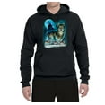 thumbnail image 2 of Wild Bobby, Wolf Howling At the Full Moon Wolf Pack Animal Lover Unisex Graphic Hoodie Sweatshirt, Black, Large, 2 of 3