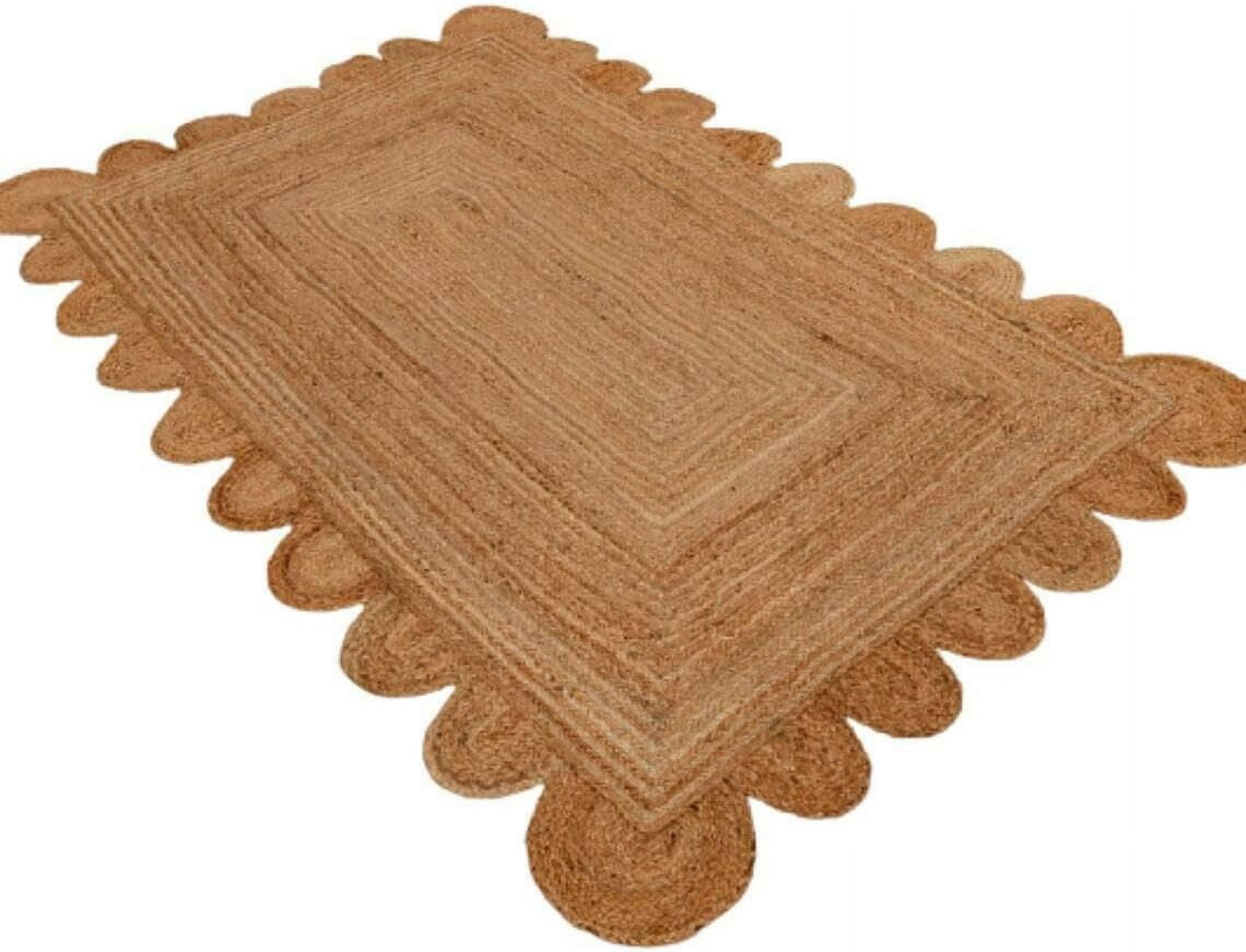Handmade Braided Natural Farmhouse Jute Scalloped Rugs , Home Décor Natural Jute Rugs & Carpet Size , 6 x 9 Feet ( 180 cm x 270 cm )Rectangle