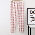 thumbnail image 2 of Annhoo Maternity Fleece Pants for Women Plaid Straight Leg Elastic Waist Drawstring Sleepwear Comfy Thick Warm Pants, 2 of 3