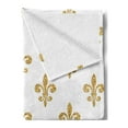 thumbnail image 2 of Fleur De Lis Soft Flannel Fleece Throw Blanket, Vintage European Lily Aristocratic Dignified Majesty Print, Cozy Plush for Indoor and Outdoor Use, 50" x 70", Yellow White, by Ambesonne, 2 of 5