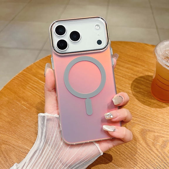 Magnetic Case for iPhone for iPhone 17 Compatible with MagSafe, Slim Luxury Colorful Gradient Bling Glitter Cover, Slim Fit Shockproof Case with Camera Lens Protection,Gray