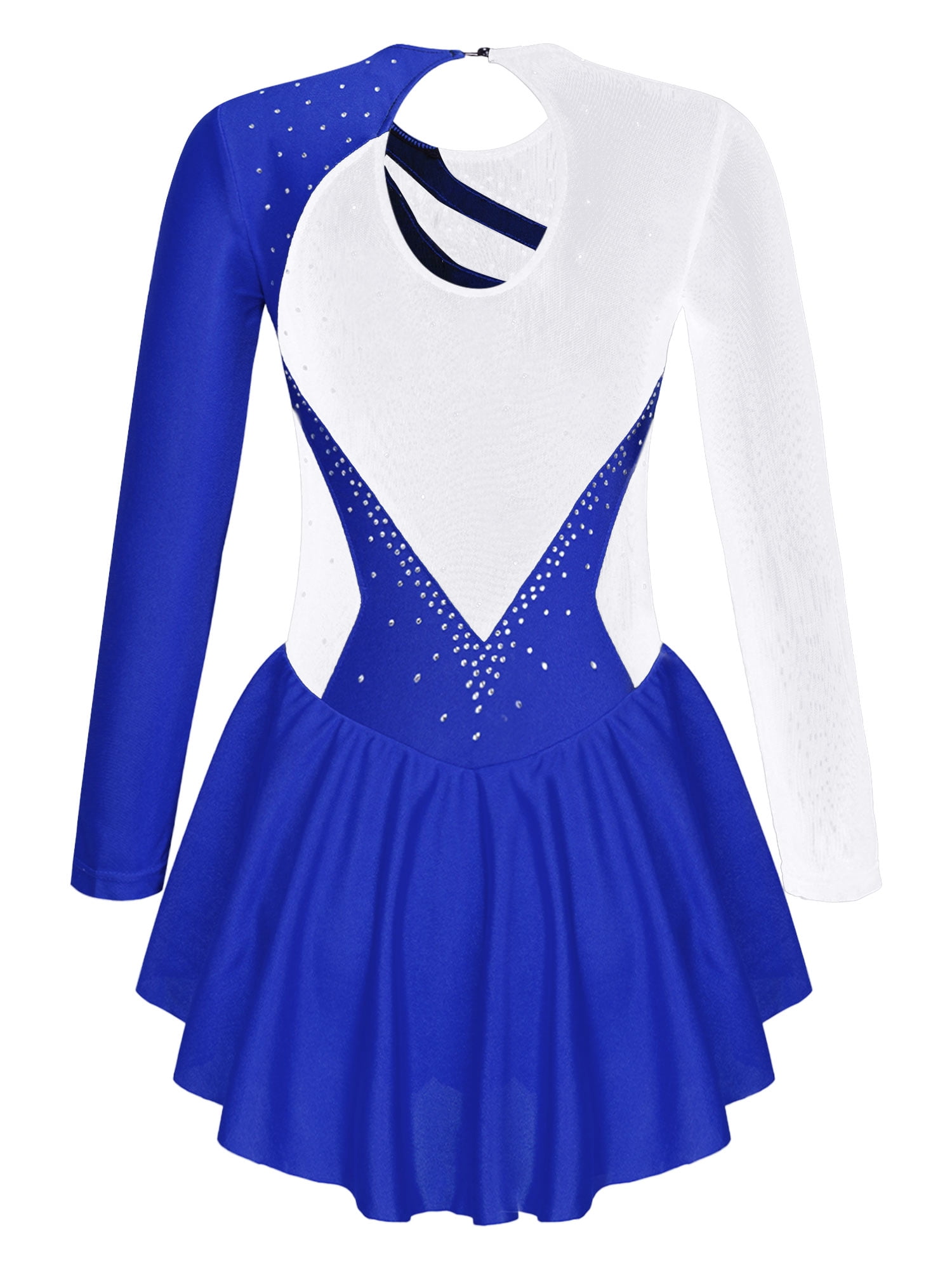 Linjinx Big Girl's Athletic Ballet Dance Dress Roller Skating Dress Dancing Outfit Ice Figure Skating Royal Blue 12