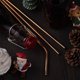 thumbnail image 3 of Set of 4 Reusable Metal Straws (gold), 3 of 4
