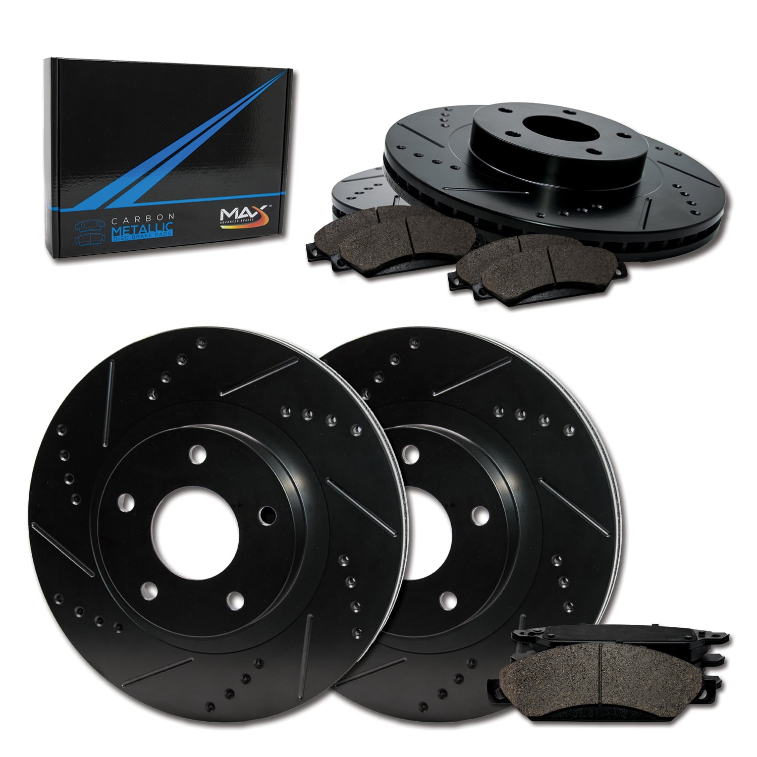 Max Brakes Geomet OE Rotors with Carbon Ceramic Pads KT080362 Rear 