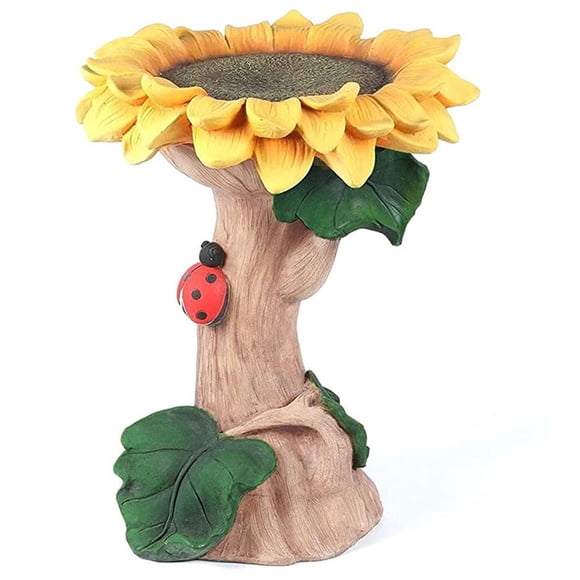 Bewildely Decoración de jardín, bañera de girasol para pájaros, resina de hadas, diseño exquisito, Color vivo, comedero para pájaros de color sólido Artesanía Bewildely HA012400-00B