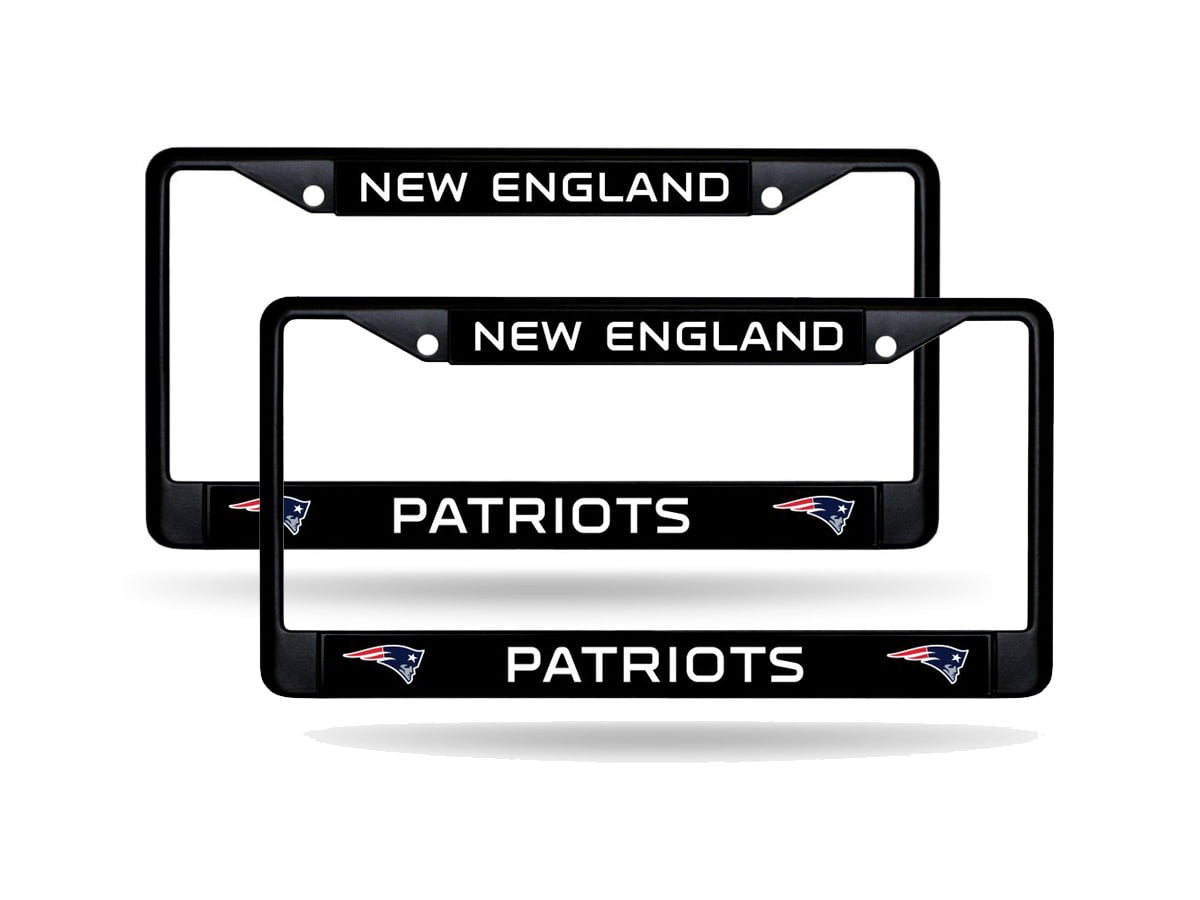 New England NFL Patriots Black Metal (Set of 2) License Plate Frames
