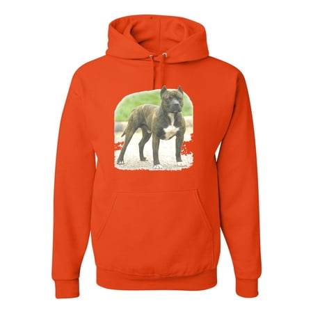Wild Bobby, Pitbull Dog Animal Pet Lover, Dog Lover, Unisex Graphic Hoodie Sweatshirt, Orange, Medium