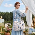thumbnail image 5 of Gocvo Corduroy Tote Bag, Large Tote Bags for Women, Crossbody Shoulder Handbags for Work Travel（Blue Watercolor）, 5 of 8