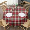 thumbnail image 3 of Red and Green Christmas Plaid Pattern Round Tablecloth 60"x60",Wrinkle Wipeable Table Cloth for Kitchen Dining Room Picnic Patio Party, 3 of 6