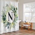 thumbnail image 4 of Letter N Shower Curtain, Alphabet Green Eucalyptus Leaves Plant Simple Waterproof Shower Curtain Set with 12 Hooks Lightweight Bath Curtains Fabric Bathroom Decor 72x84 Inches, 4 of 9