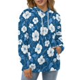 thumbnail image 4 of Black with White Hibiscus Hawaiian Flower Pattern Men's Women New Sweatshirt Hoodie Men's Plus Size Sweatshirt Hooded Sweatshirt 3d Printed Street Men's Cloth, 4 of 6