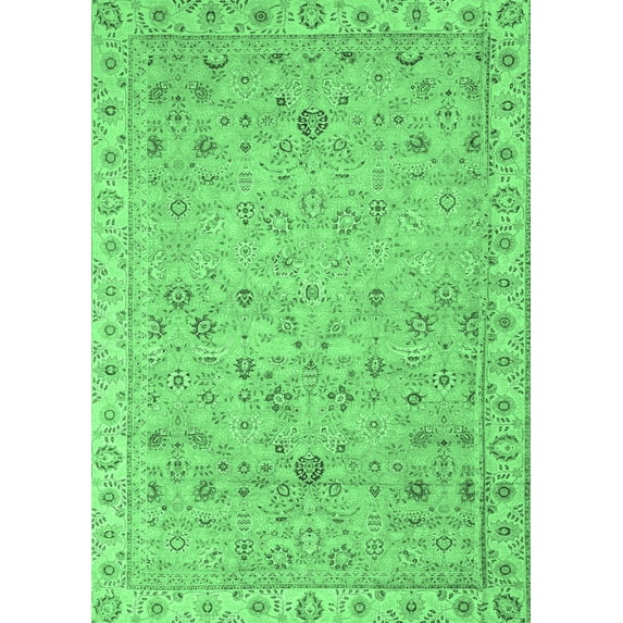 Ahgly Company Indoor Rectangle Oriental Emerald Green Traditional Area Rugs, 4' x 6'
