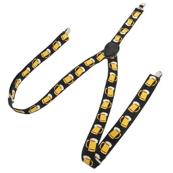 Raindrops Durable Comfortable Elastic Suspenders for Men Print Black