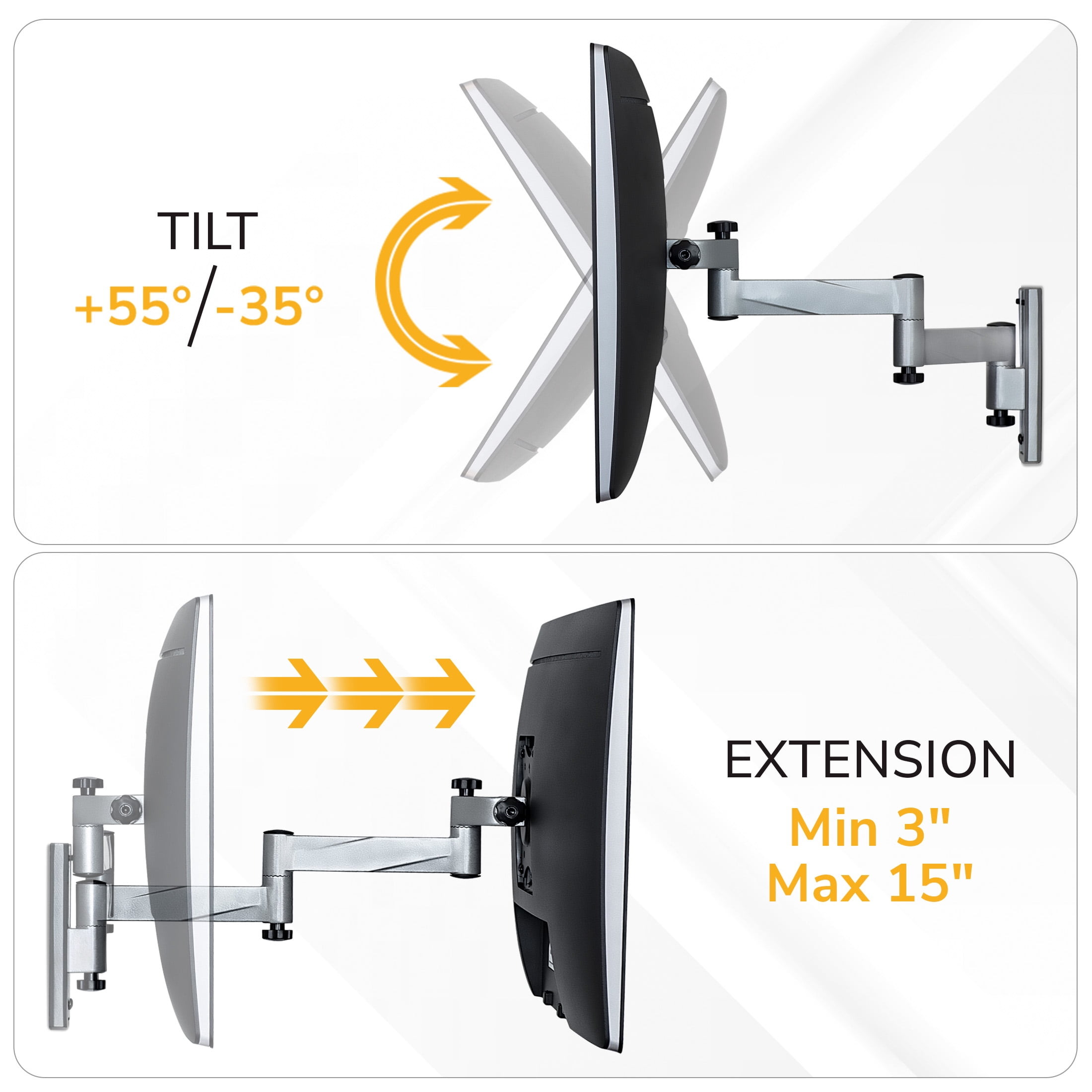 Mount-It! Full Motion TV Mount, Fits 19" to 43" TV's, Capacity 33 Lbs.,  Perfect for RVs and Trailers, Two Quick Release Mounts