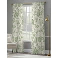 thumbnail image 4 of Farmhouse Sage Green Floral Sheer Curtains 96 Inch Long 2 Panels, Linen Boho Flower Rustic Country Light Filtering Rod Pocket Semi Sheer Curtains, Sheer Voile Drapes for Living Room Bedroom, 52"x96", 4 of 5