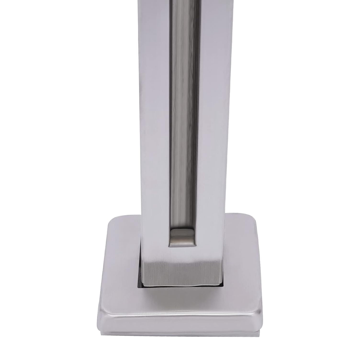 35.8in Silver Glass Railing Post, 304 Stainless Steel Glass Balustrade Post Square Pipe Railing Column w/Spigot Slots,Glass Guardrail Post for Steps, Decks, Cannot Add Handrail(End Post)