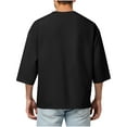 thumbnail image 7 of Stamzod Plus Size Men Shirts Summer V Neck Three-Quarters Sleeve Button Down Shirts Casual Loose Plain Tshirts for Men Black XL, 7 of 7