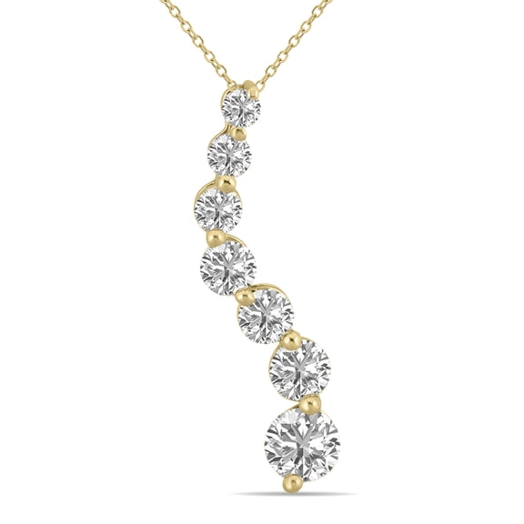 SZUL Women's 2 CTW Lab Grown Diamond Journey Pendant in 14K Yellow Gold (G-H Color, VS1-VS2 Clarity)