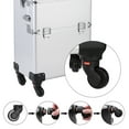 thumbnail image 4 of 3 in 1 Professional Rolling Trolley Makeup Train Case, 14" x 9.5" x 28" Artist Aluminum Beauty Makeup Case Organizer w/Lockable Keys+Shoulder Strap, Tattoo Box with 4 Removable Travel Wheels, S13441, 4 of 9